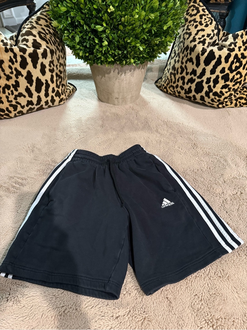 Adidas Small Black 3-Stripe Athletic Shorts EUC